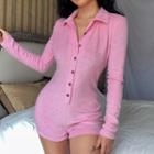 Long-sleeve Fitted Polo Romper