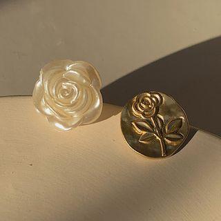Non-matching Floral Stud Earring / Clip-on Earring
