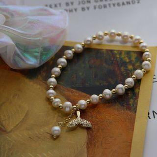 Rhinestone Mermaid Tail Freshwater Pearl Bracelet As Shown In Figure - One Size
