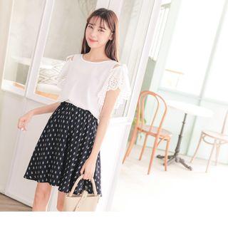 Mock Two-piece Lace Print Dress