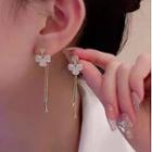 Cat Eyes Stone Floral Drop Earring White - One Size