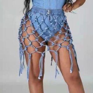 Denim Mesh Skirt