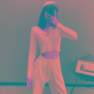 Button-up Cropped Light Knit Top