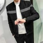 Striped Panel Knit Zip Jacket