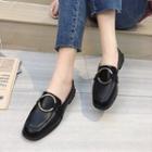Faux Leather Metal Hoop Loafers
