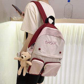 Color Panel Lettering Nylon Backpack