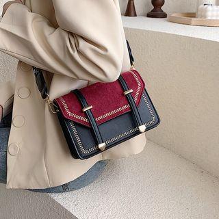 Embroidered Two-tone Crossbody Bag