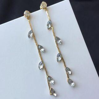 Leaf Faux Crystal Drop Earring