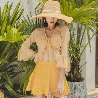 Set: Plain Bikini + Swim Skirt + Cover Up