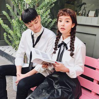 Couple Matching Tie-neck Shirt