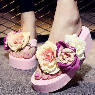 Rose Platform Flip-flops
