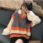 Mock Two-piece Knitted Panel Long-sleeve Top