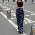 High Waist Heart Print Sweatpants Heart - Blue - One Size
