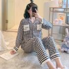 Set: Bear Print Houndstooth Shirt + Pants