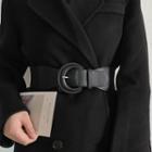 Faux Leather Thick Belt 391 - Black - One Size