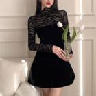 Spaghetti Strap A-line Dress / Long-sleeve Top