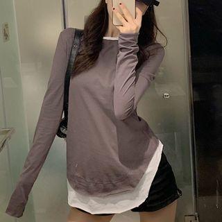 Mock Two-piece Medium-long Top As Shown In Figure - One Size