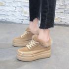 Furry Platform Lace-up Sneakers