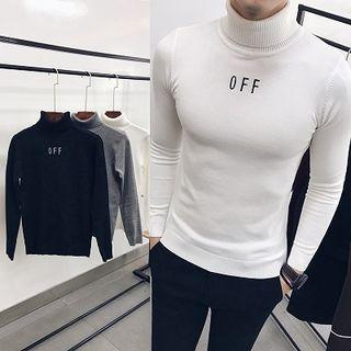 Plain Printed Turtleneck Knit Top