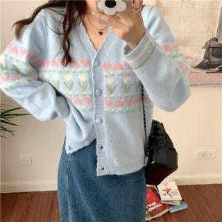 V-neck Heart Cardigan