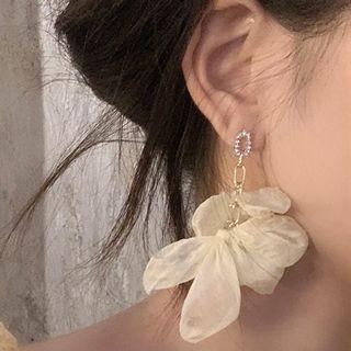 Chiffon Floral Drop Earring 1 Pair - Off-white - One Size