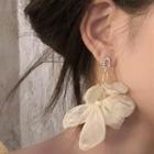 Chiffon Floral Drop Earring 1 Pair - Off-white - One Size