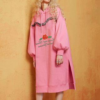 Ruffle Trim Hoodie Dress