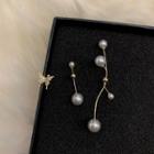 Asymmetrical Butterfly Faux Pearl Cuff Earring 1 Pair - Gold - One Size