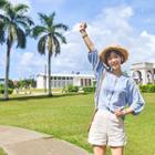 Band-waist Zip-side Linen Shorts