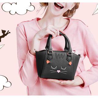 Embroidered Mini Tote With Shoulder Strap