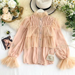 Mock-neck Chiffon Shirt