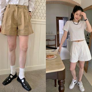Pintuck Zip-fly Shorts