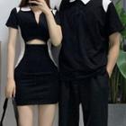 Couple Matching Short-sleeve Polo Shirt / Pants / Mini Sheath Dress / Set