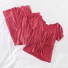 Set: V-neck Top + High-waist Wide-leg Pants