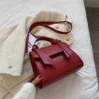 Faux Leather Flap Crossbody Bag Red - One Size