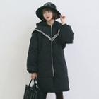 Contrast Trim Hooded Padded Coat
