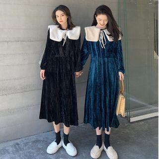 Fleece Shawl / Velvet Long-sleeve Dress
