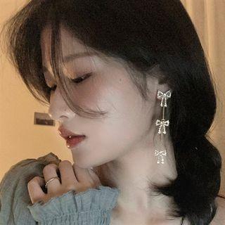 Bow Drop Earring 1 Pair - 925 Silver - Gold - One Size
