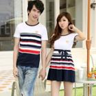 Couple Matching Stripe Short-sleeve T-shirt / Dress