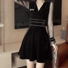 Mesh Sleeve A-line Mini Dress
