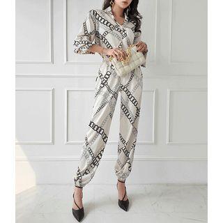 Scarf Print Silky Jogger Pants