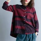 Two-tone Shirt Wine Red - One Size
