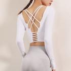 Long-sleeve Strappy Open Back Sports Crop Top