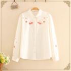 Cherry Blossom Embroidered Long-sleeve Shirt