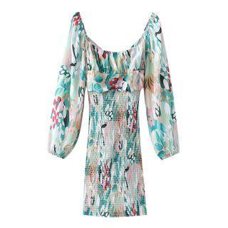 Print Cutout-back Mini Bodycon Dress