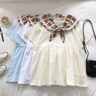 Picture Print Short-sleeve Dress