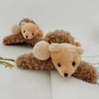 Bear Fabric Chenille Hair Clamp 01 - 1pc - Brown - One Size