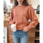 Puff-sleeve Cable-knit Lightweight Sweater