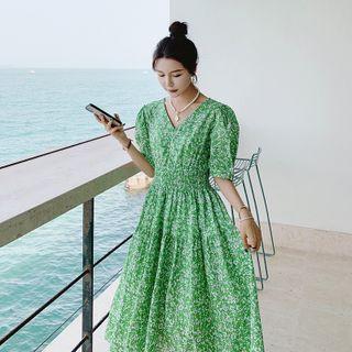 V-neck Floral Maxi Skirt