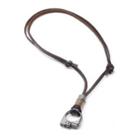 Alloy Pendant Faux Leather Necklace Brown - One Size